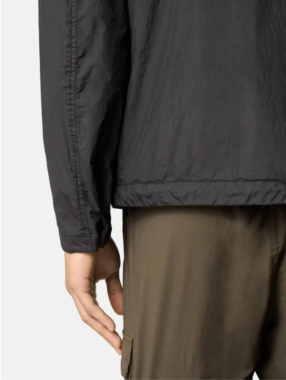 Giacca con Cappuccio in Rep di Nylon Nero