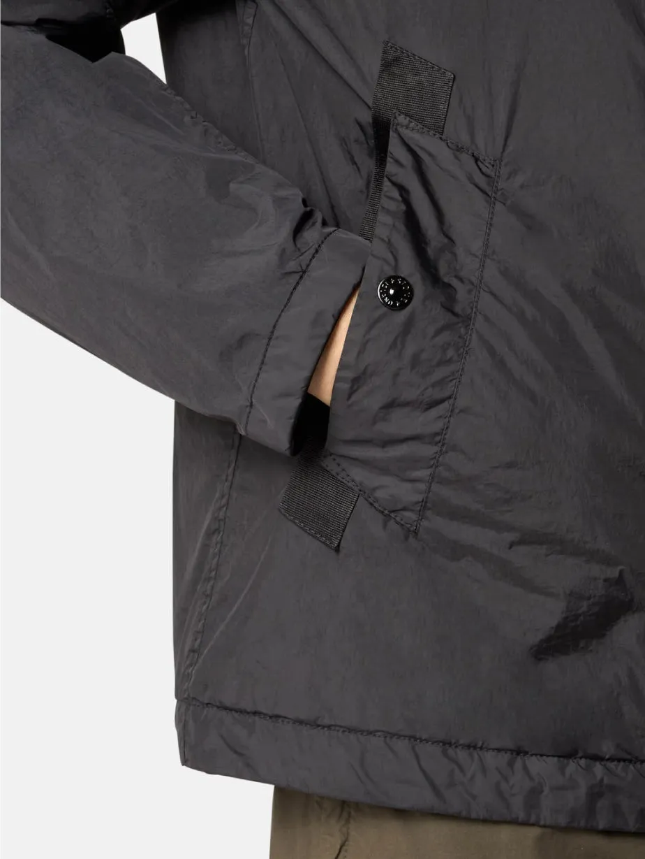 Giacca con Cappuccio in Rep di Nylon Nero