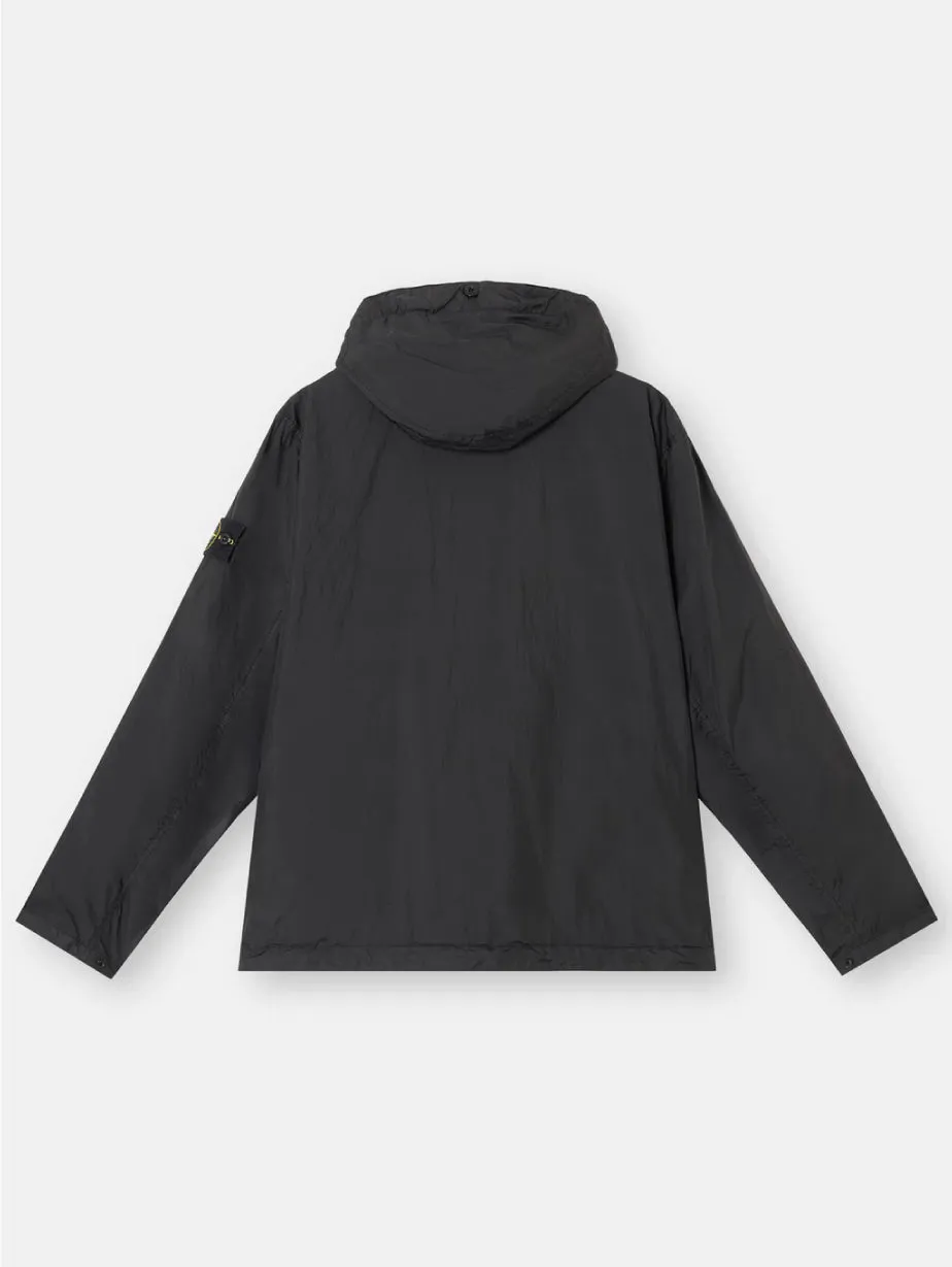 Giacca con Cappuccio in Rep di Nylon Nero