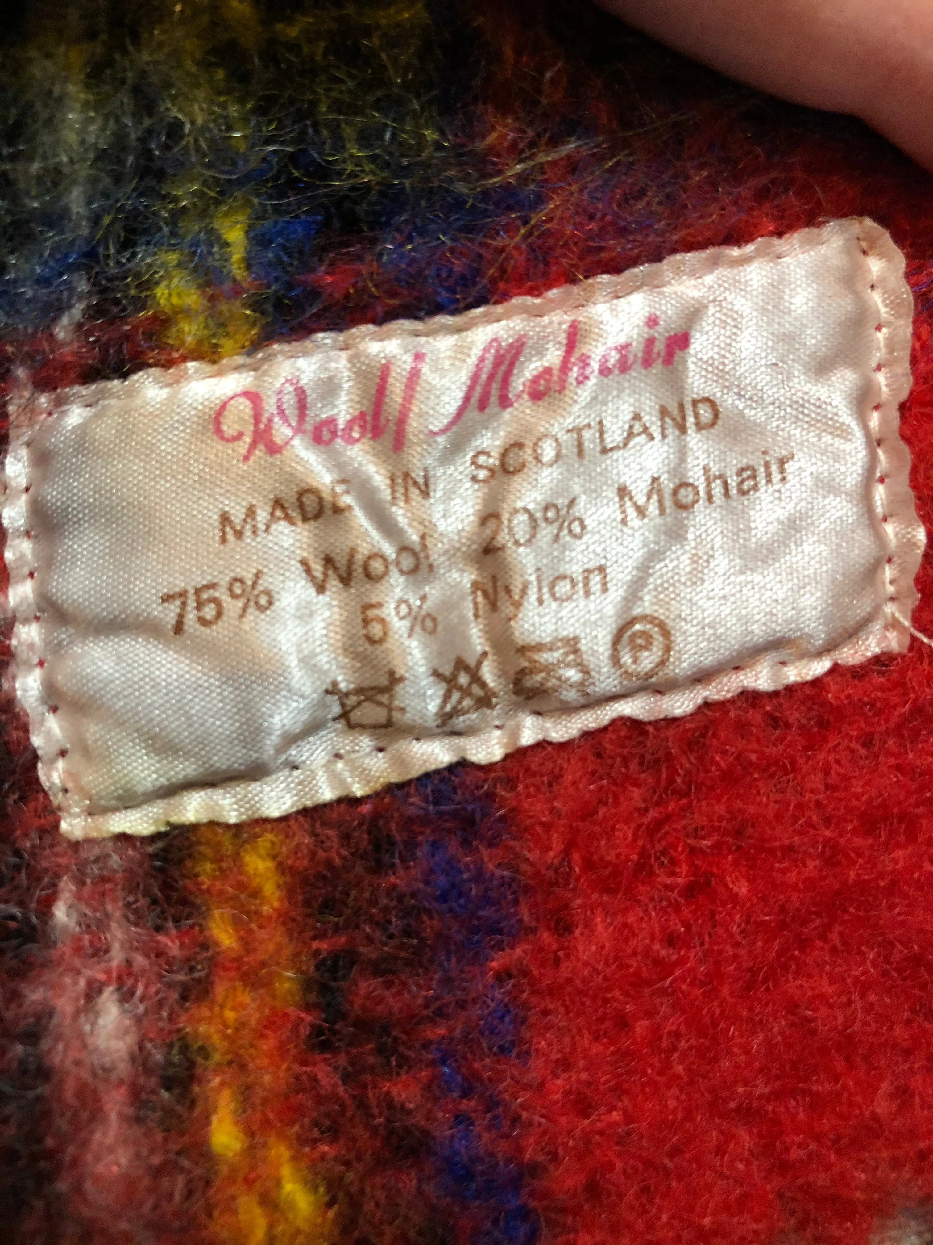 Vintage Red Plaid Mohair Blend Scarf SOLD